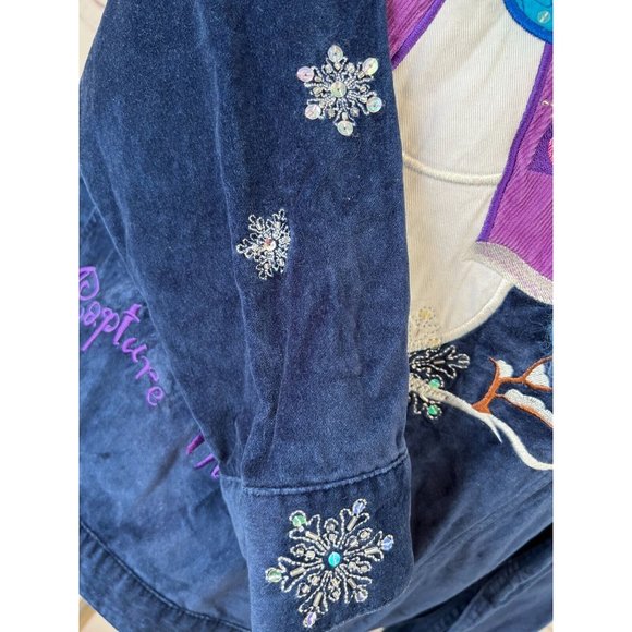 Quacker Factory cardigan‎ Medium Ugly Christmas Sweater Snowman Velour Jacket - Picture 10 of 11